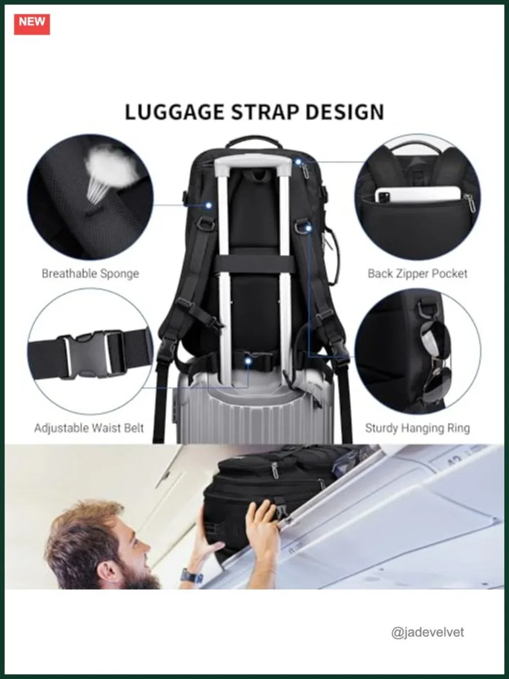45L Convertible Travel Backpack 3 in 1 Laptop Carry-On Nylon Hiking
